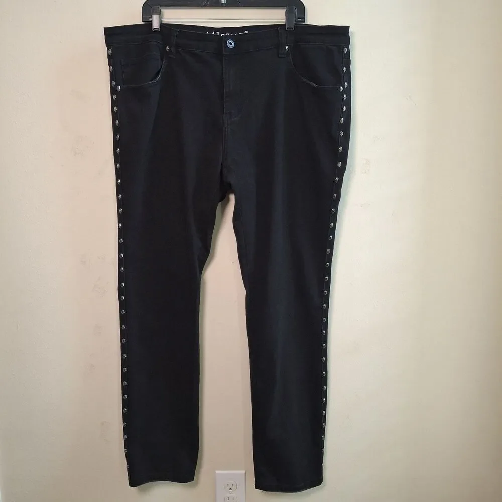 Kilogram Gothic Skull Studded Jeans Men’s Size 40x33 Black Y2K Punk